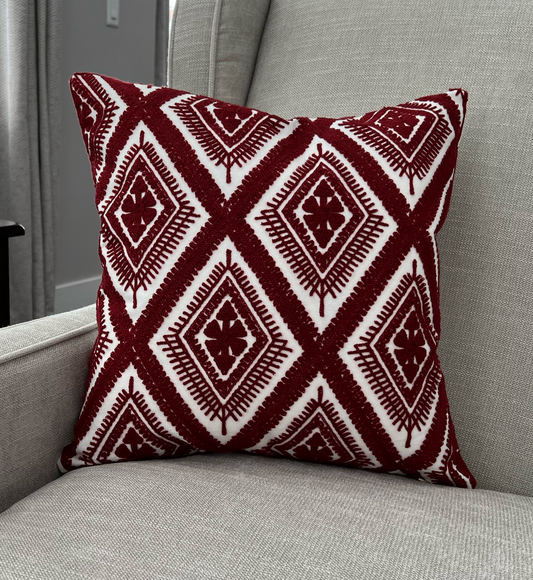Red Diamond Embroidered Pillow Covers - Second East LLC