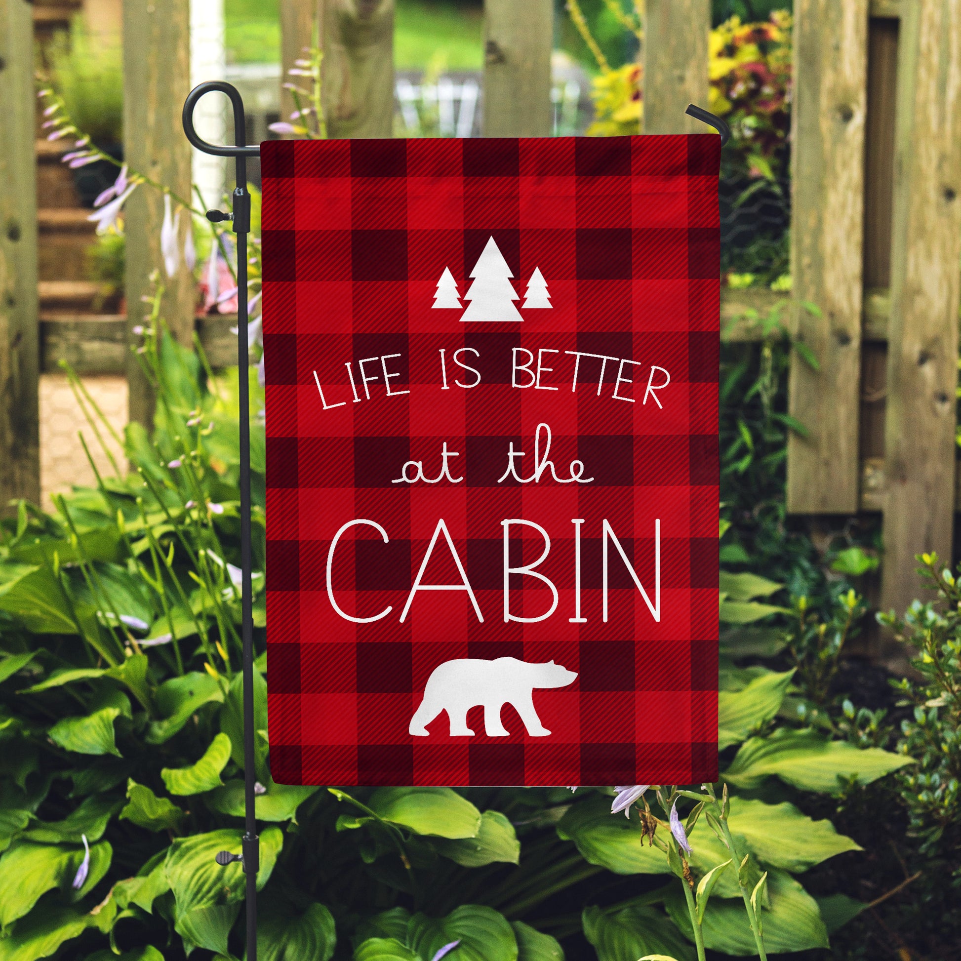 Life is Better Cabin Garden Flag 12" x 18" - Double Sided - Second East
